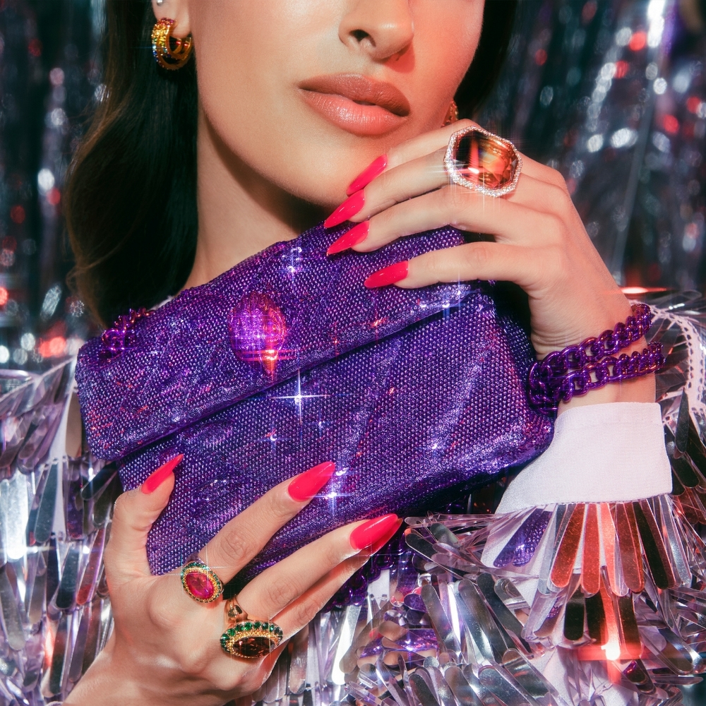 NWT Kurt Geiger London Sequins Mini Kensington – Purple